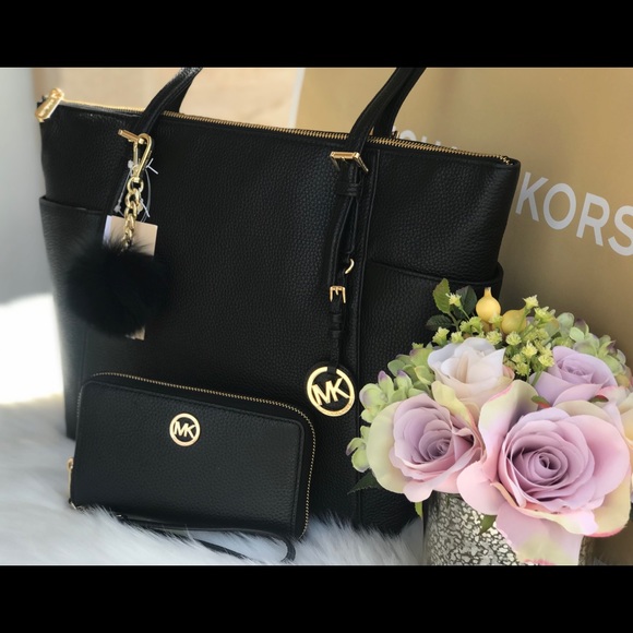 🌷MICHAEL KORS Black Pebbled Leather Tote Set - Picture 4 of 8